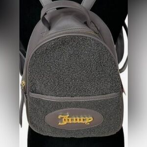 USED ONCE!LIKE BRAND NEW! JUICY COUTURE GRAY RABBIT CRAZY FOR YOU FUZZY BACKPACK